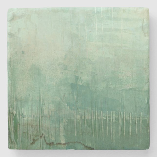 Dessous-de-verre En Pierre Aquarelle verte contemporaine (Devant)