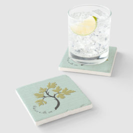 Dessous-de-verre En Pierre Arbre dansant personnalisé Marbre vert olive