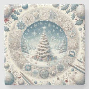 Dessous-de-verre En Pierre Arbre de Noël d'hiver