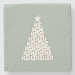 Dessous-de-verre En Pierre Arbre de Noël vert Sage