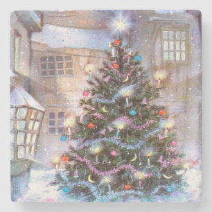 Dessous-de-verre En Pierre Arbre de Noël Vintage