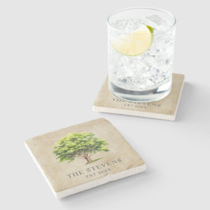 Dessous-de-verre En Pierre Arbre rustique aquarelle
