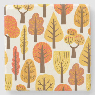 Dessous-de-verre En Pierre Arbres d'automne, motif sans soudure.