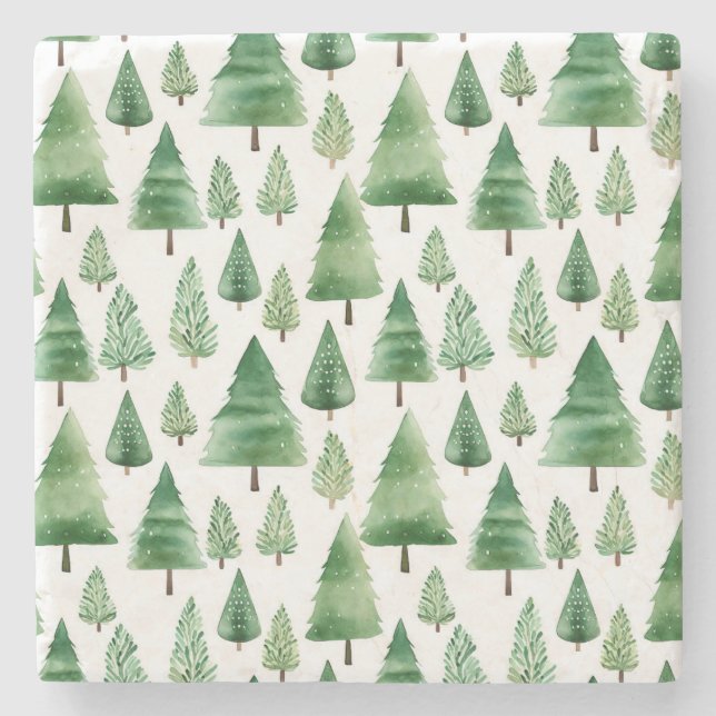 Dessous-de-verre En Pierre Arbres de Noël verts (Devant)