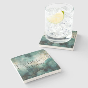 Dessous-de-verre En Pierre Arbres verts en or