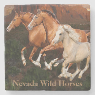 Dessous-de-verre En Pierre Arizona Chevaux sauvages