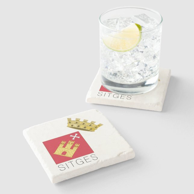Dessous-de-verre En Pierre Armoiries de Sitges (Catalogne) (Côté)