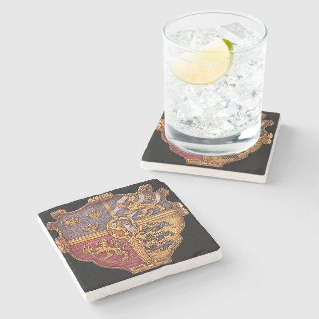 Dessous-de-verre En Pierre Armoiries de Suède (Côté)