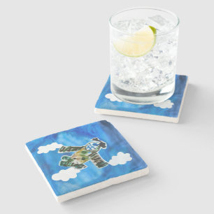 Dessous-de-verre En Pierre Army Jet "Art by Kids"