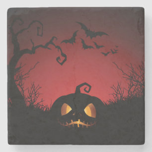 Dessous-de-verre En Pierre Arrière - plan Citrouille Halloween