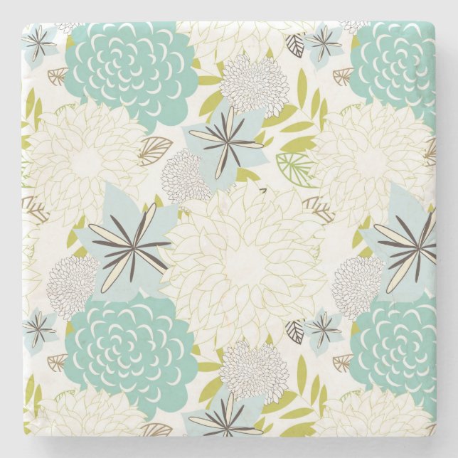 Dessous-de-verre En Pierre arrière - plan floral (Devant)