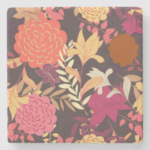 Dessous-de-verre En Pierre Arrière - plan floral 2