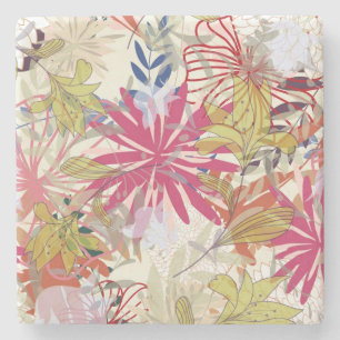 Dessous-de-verre En Pierre Arrière - plan floral 6