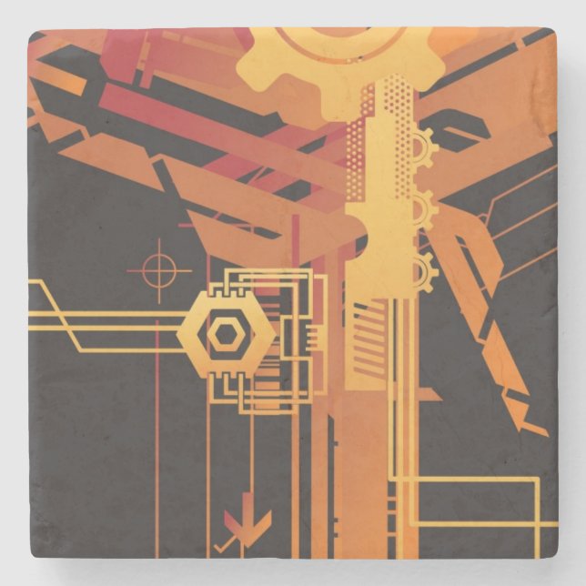 Dessous-de-verre En Pierre Arrière - plan tramé technique (Devant)