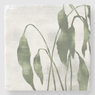 Dessous-de-verre En Pierre Art botanique peintre vert olive sauge 03