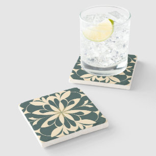 Dessous-de-verre En Pierre Art Déco Fleur Noir