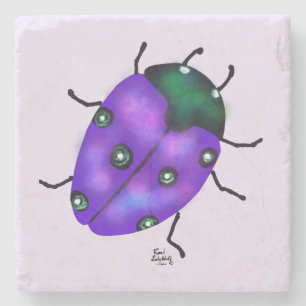 DESSOUS-DE-VERRE EN PIERRE ART LADYBUG