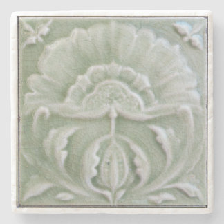 Dessous-de-verre En Pierre Art nouveau jugendstil tuile de fleurs gris vert