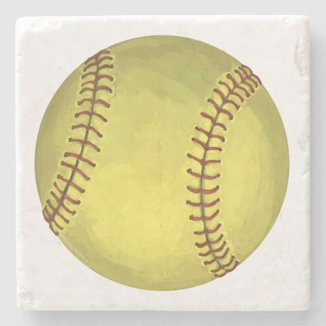 Dessous-de-verre En Pierre Art Softball Peint (Devant)