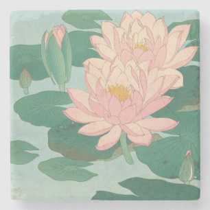 Dessous-de-verre En Pierre Art Vintage japonais : Lentilles d'eau en fleurs