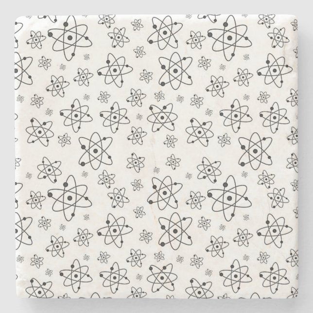 Dessous-de-verre En Pierre Atoms Rétro Motif d'âge atomique (Devant)