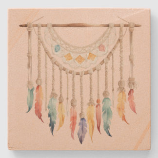 Dessous-de-verre En Pierre Attrape-rêves vintage boho à plumes