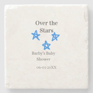 Dessous-de-verre En Pierre Au-dessus des étoiles bleu gris bébé shower nom da