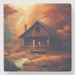 Dessous-de-verre En Pierre Automne/Automne/Halloween/Peinture rustique