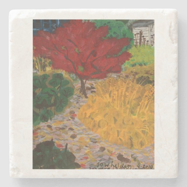 Dessous-de-verre En Pierre automne peinture de l'érable japonais  (Devant)