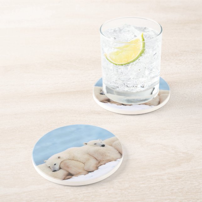 Dessous de verre en pierre aux ours polaires (Côté)