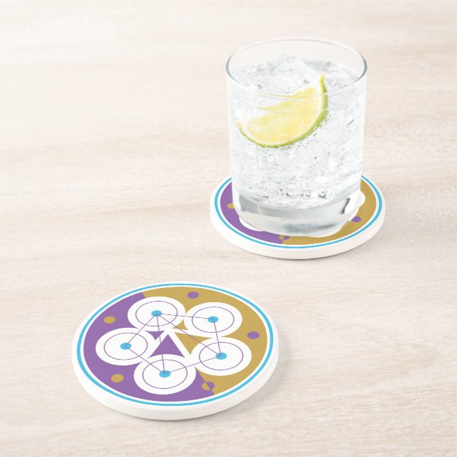 Dessous de verre en pierre avec symbole d'ajusteme (Côté)