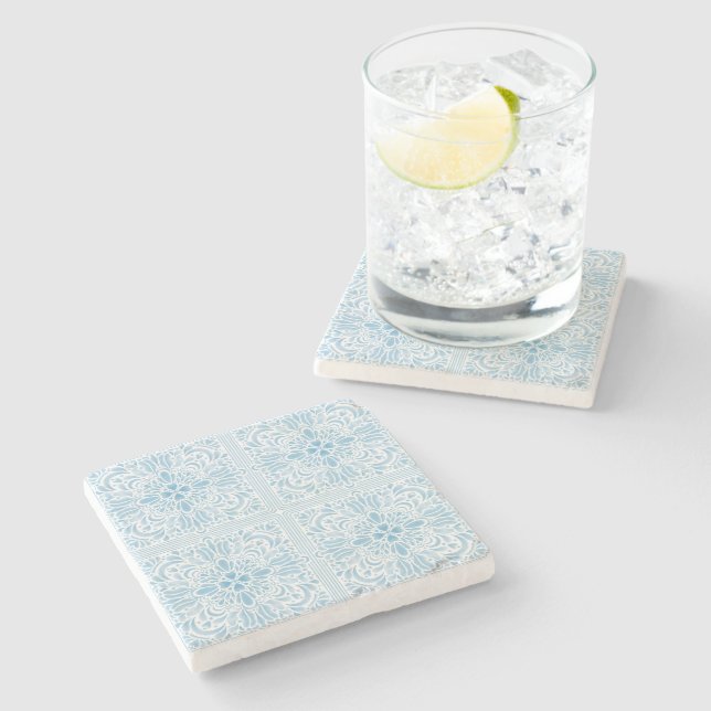 Dessous-de-verre En Pierre Azulejo Pastel Bleu Souvenir du Portugal (Côté)