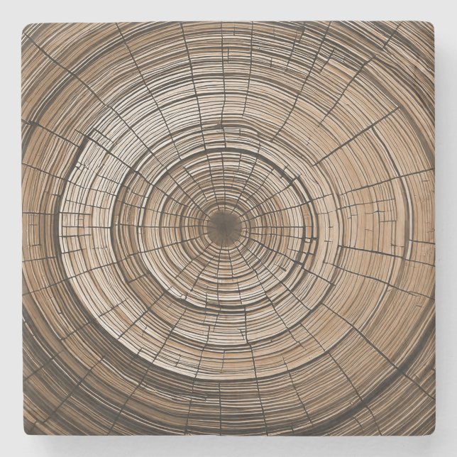 Dessous-de-verre En Pierre Bague d'arbre rustique (Devant)