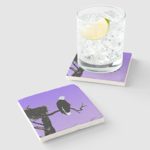 Dessous-de-verre En Pierre Bald Eagle at Sunset - Art original de la faune