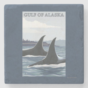 Dessous-de-verre En Pierre Baleines #1 - le golfe d'Alaska d'orque