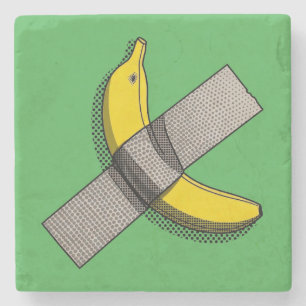 Dessous-de-verre En Pierre Banane Pop Art et Graphisme de Ruban Adhésif avec