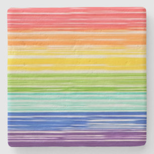 Dessous-de-verre En Pierre Bandes arc-en-ciel inondées