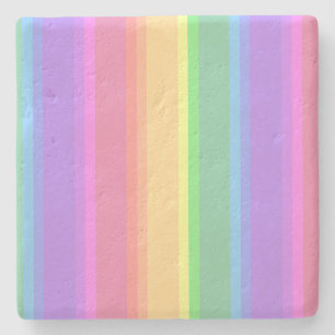 Dessous-de-verre En Pierre Bandes arc-en-ciel pastel