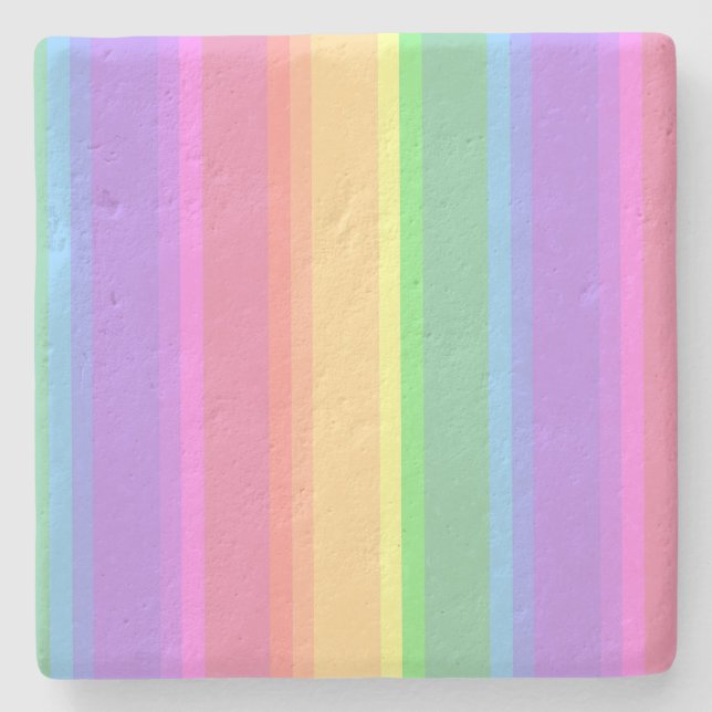 Dessous-de-verre En Pierre Bandes arc-en-ciel pastel (Devant)