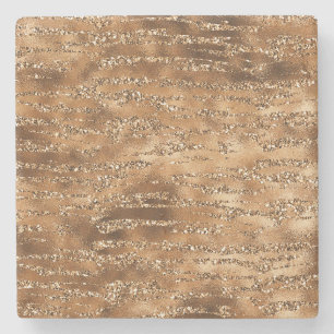 Dessous-de-verre En Pierre Bandes de Parties scintillant Brown or