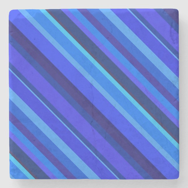 Dessous-de-verre En Pierre Bandes diagonales bleues (Devant)