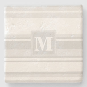 Dessous-de-verre En Pierre Bandes gris clair monogrammes