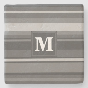Dessous-de-verre En Pierre Bandes gris monogramme