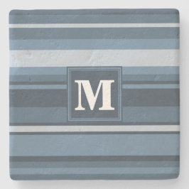 Dessous-de-verre En Pierre Bandes gris monogramme