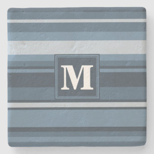 Dessous-de-verre En Pierre Bandes gris monogramme
