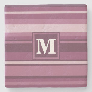 Dessous-de-verre En Pierre Bandes mauve monogrammes