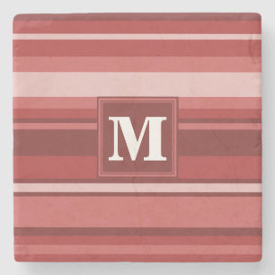 Dessous-de-verre En Pierre Bandes rouges monogrammes