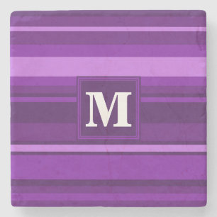 Dessous-de-verre En Pierre Bandes violettes monogrammes