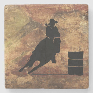 Dessous-de-verre En Pierre Barrel Racing Girl Silhouette on a Grunge Texture