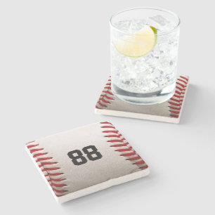 Dessous-de-verre En Pierre Baseball avec numéro personnalisable